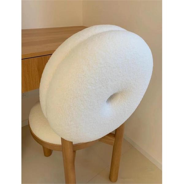 Oak Wooden Cashmere Dining Chairs Lamb Velvet For Modern Office