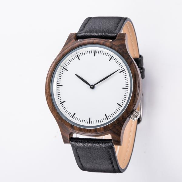 Men'S Quartz Modern Wood Watches Japan Movement Wrist Watch Leather Belt