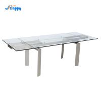 Table à manger en verre d'extension de design contemporain avec taille personnalisable DT-31120