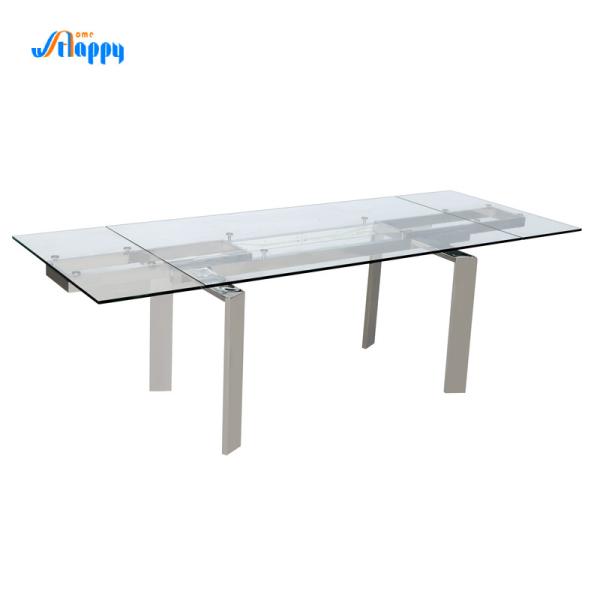 Versatile Modern Glass Dining Table 1400*900mm With Extension Design
