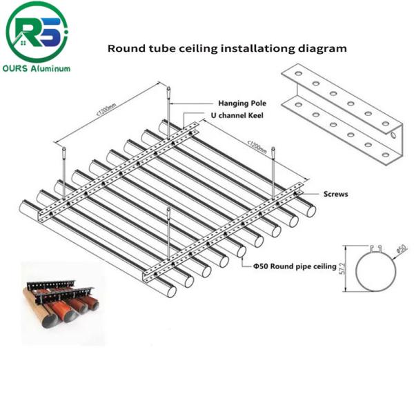 Алюминиевой круговой круглой приостанавливанный трубкой потолок металла для толщины станции 10MM MRT аэропорта
