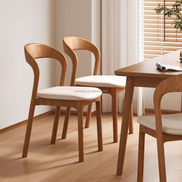 Luxury Nordic High Quality Solid Wood Dining Chair Upholstered Seat Commercial Restaurant Bar Dining Cafe Chair