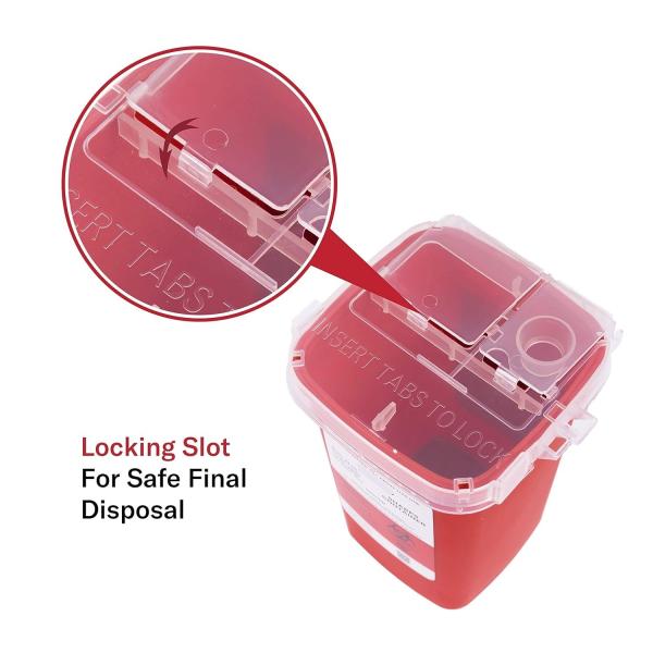 Sharps Container for Home Use 1 Quart (1-Pack) | Biohazard Needle and Syringe Disposal | Small Portable Container