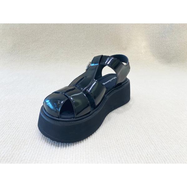 Fashion Black Velvet Platform Sandals Bright Surface Summer