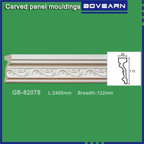 Polyurethane carving wall Mouldings/ Chair rails/ white primed color customized OEM accepted