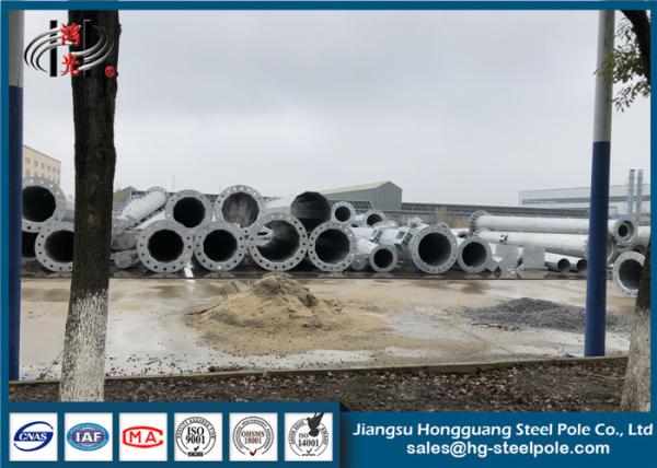 Q235 Galvanized Steel Pole / High Voltage Steel Pole Electrical Post