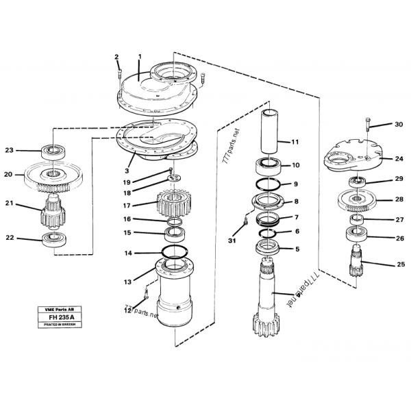 Коробка передач уменьшения шестерни коробки передач VOE 14231304 качания экскаватора EC300