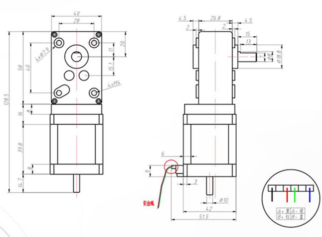 Редуктор A58SW-42BY Stepper мотора Nema 17 шестерни червя с коэффициентом уменьшения