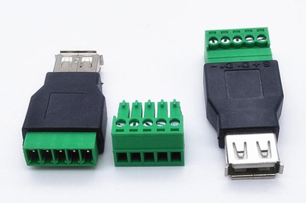 USB 2.0 A Screw Terminal Block USB 2.0 A Female Jack to 5 Pin Screw Shield terminals Type Adapter