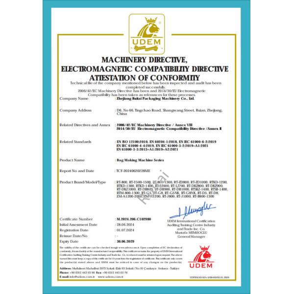 RUITAI MACHINERY Certifications