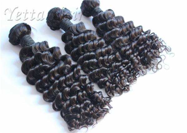 Jet Black Soft Real Malaysian Hair Extensions Deep Curly For Ladies