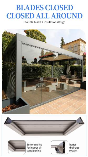 Modern Outdoor Motorized Retractable Roof Pergola with ip67 Testing and Customized Aluminium Frame