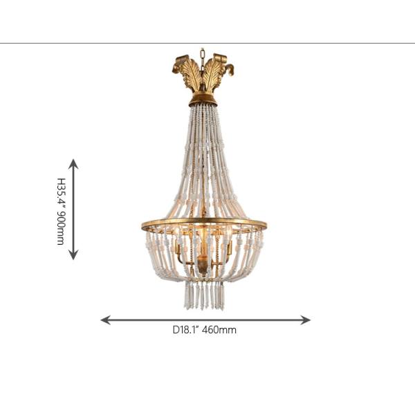 Wrought iron and wood light chandelier fixtures with Wood beads for Kitchen Dining room (WH-CI-40)