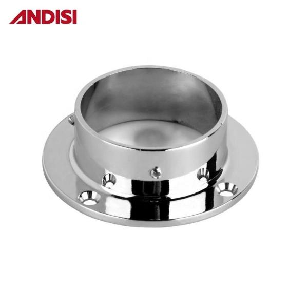 Chrome Plated 50mm Diameter Clothes Hanging Rail Round Tube Holder Closet Rod Support Steel Flanges for Wardrobe