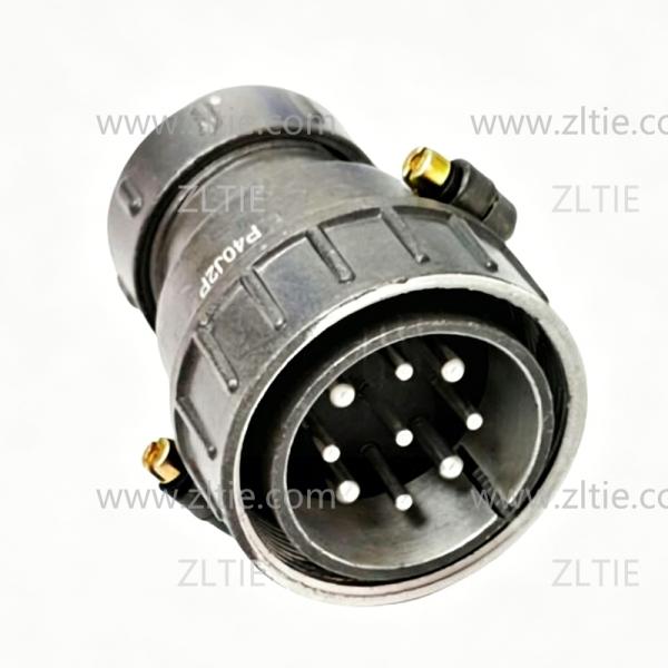 P40 Series 9-Pin Straight Male Cable Plug With Shielded Tail Attachment