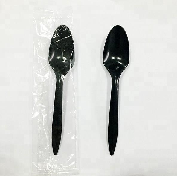 Plastic Sleeve Cutlery Set Customized Logo Buffets PS Disposable Spoon Fork and Knife