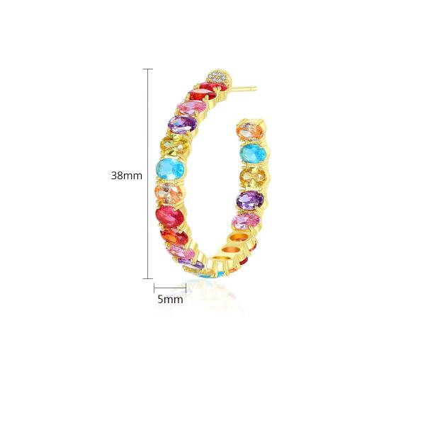 Цветные бразильские 18K золотые серьги Овальные резные латуни серьги круги