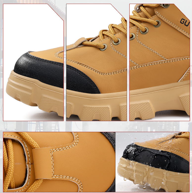 Waterproof Safety Work Shoes for Men Lightweight Puncture-Proof Steel Toe Breathable Anti-Smash Industrial Shoes for Summer Construction