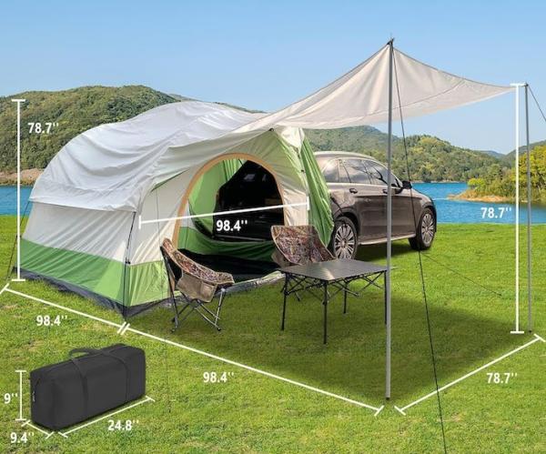 8.2*8.2*6.6Ft Dual Color Impermeável PU3000MM revestido de Poliéster 210T All Season Veículo Camping Tent Easy Setup