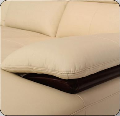 Beige Leather Sectional Sleeper Sofa For Small House / Home Furniture Living Room