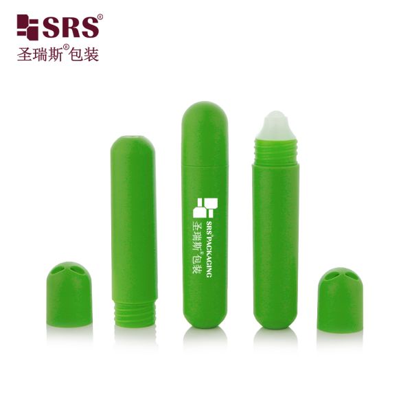 RPPG 25ml Cute Empty Green Colored Roller Bottle PP PCR Plastic Container With Plastic Roller Ball For Hair Serum