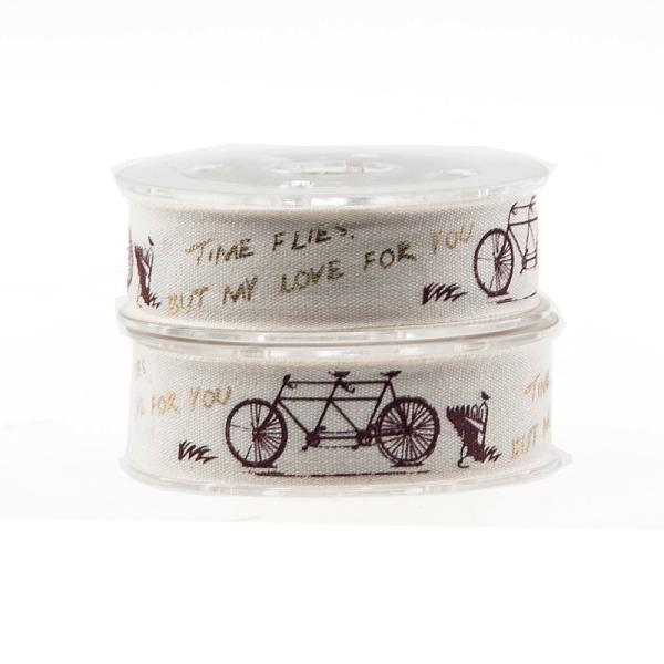 Ink Screen Printed Cotton Ribbon , Tear Resistant Cotton Fabric Ribbon