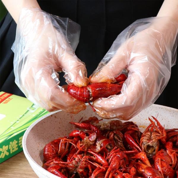 Plastic Polythene PE Disposable Medical Gloves Food Safe Universal Size Eco Friendly