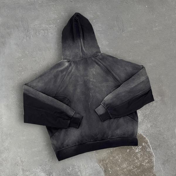 Fashion Washed Hoodies Oversized Pullover Embroidered Print Custom logo Acid Wash Vintage French Terry Hoodies Manufacturers