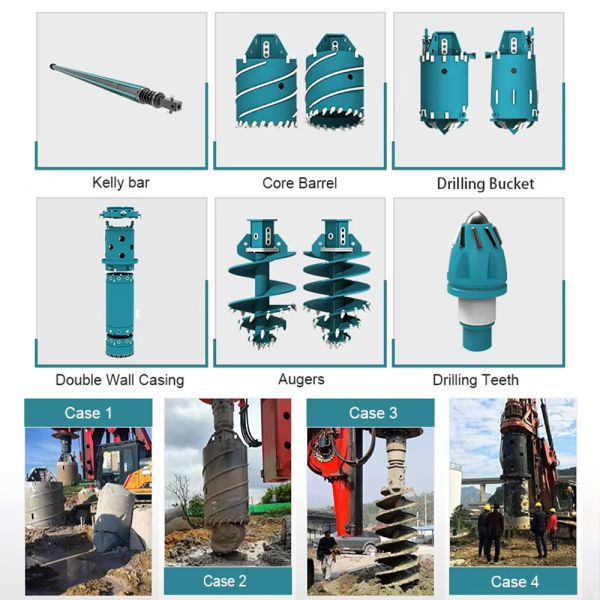 Customized Auger Drilling Rig, Auger Drilling Rig, Rotary Drilling Rig Single-Flute Straight Auger Bit (Toothed) For construction in clay layers, highly weathered layers, and gravel layers
