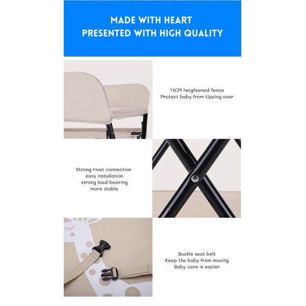 Modern Baby Changing Table  Station With Wheel And Thickened Steel Pipe Oxford Cloth