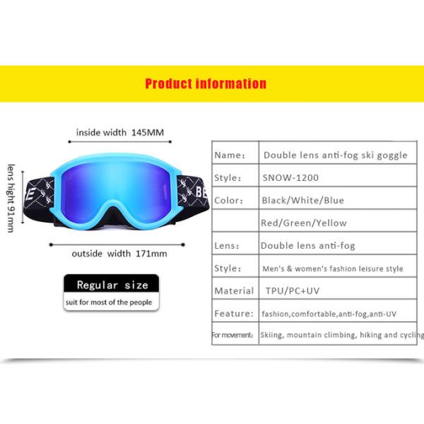 Голубым поляризовыванный цветом объектив ПК двойного слоя изумленных взглядов сноуборда отделяемый