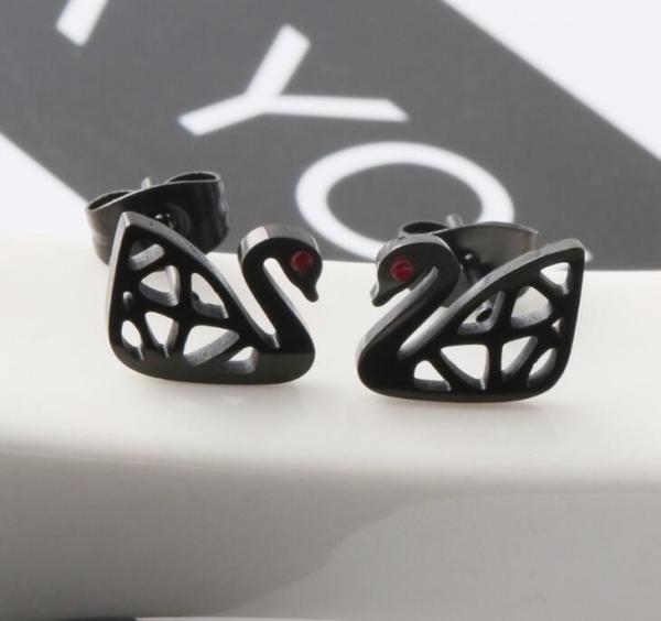 Black Swan Design Earring Fashion Jewelry Swan Stud Earring for Sex Girs and Women