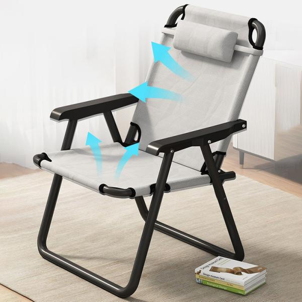 Folded Metal Portable Folding Chair with Pillow for Camping Fishing Hiking Outdoor Furniture Seater Beach Adults Lounge