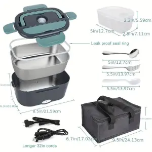 1.5L Capacity Stainless Steel Electric Food Warmer Lunch Box For Your On-the-Go Meals