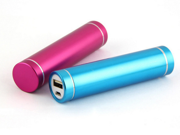 2600mAh Aluminum Lipstick Power Bank Cylinder Portable Charger 18650 Battery