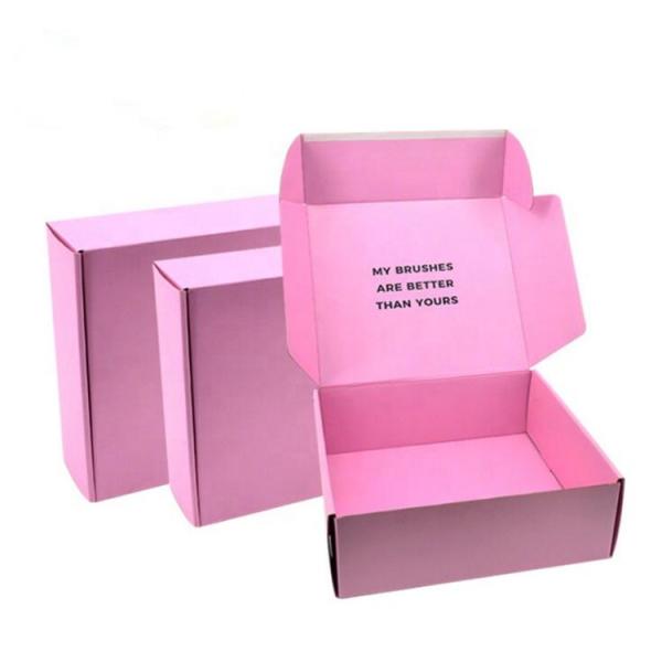 Cor cor-de-rosa material do cartão feito sob encomenda movente ondulado original do logotipo das caixas