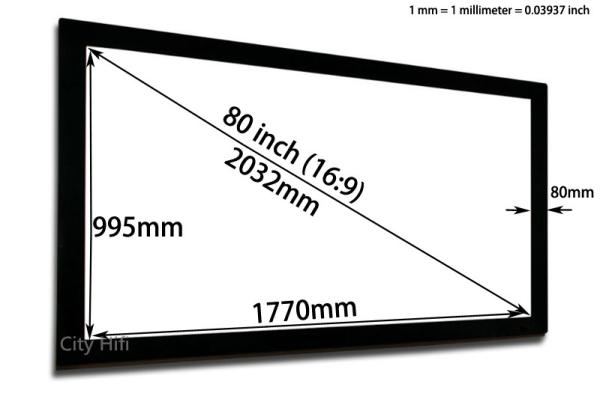 High Definition 80Inch Flat Frame Screen 3D Projector View Wall Mount Screens 16:9 Ratio
