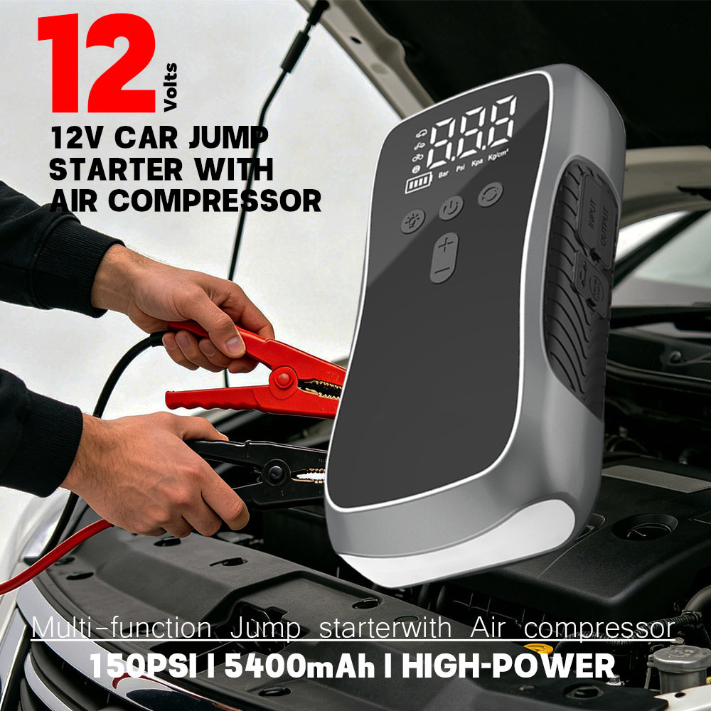 Core Start 12V Car Jump Starter with 600A Peak Power, 8000mAh Battery & 150PSI Air Compressor