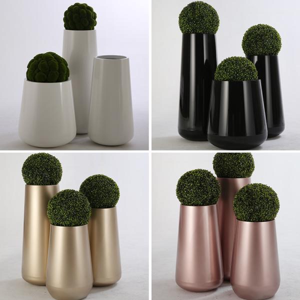 Round Oem 3pcs Large Stainless Steel Planters Shopping Mall Decorate