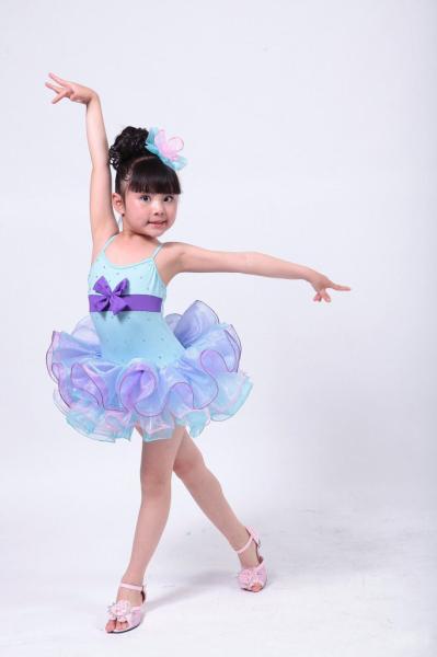 Children's veil Latin performance sequins dance costume Girls dancing princess dress suit