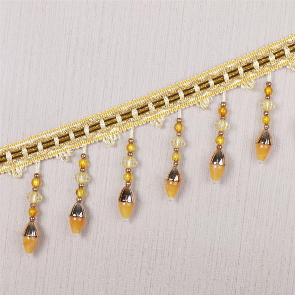 Handmade fashionable chain beads lace tassels fringes for curtain/sofa/pillow decoration