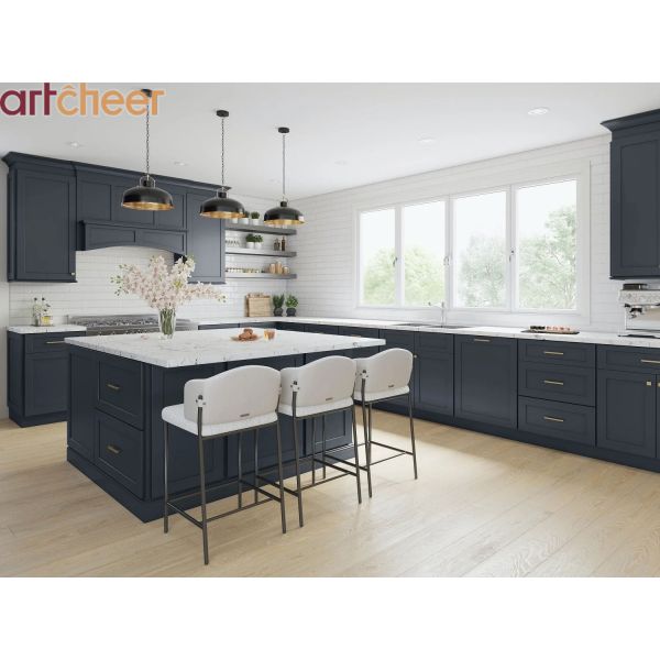 Solid Wood Shaker Style Kitchen Cabinet Sets Ready to Assemble with Granite Countertop