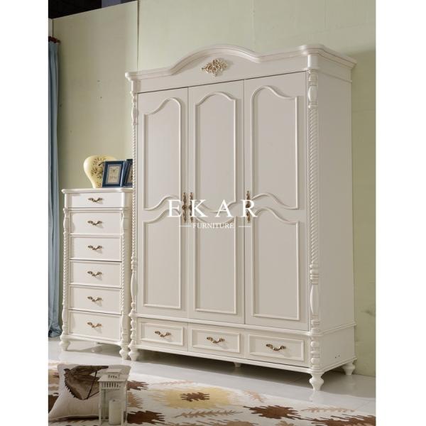 classic design 3 door bedroom wardrobe solid wood wardrobe