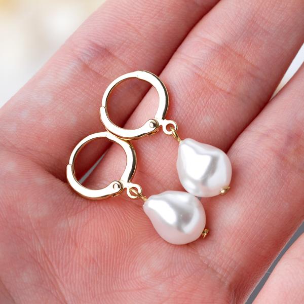 Boucles d'oreilles créoles dorées en acier inoxydable coréen avec perle de 10 mm pour femmes
