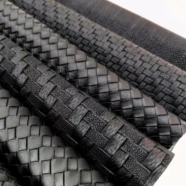 PVC Woven Pattern Synthetic Leather Embossed Faux Leather Materials for Shoes Bags Furniture Crafts Sofas Outdoor