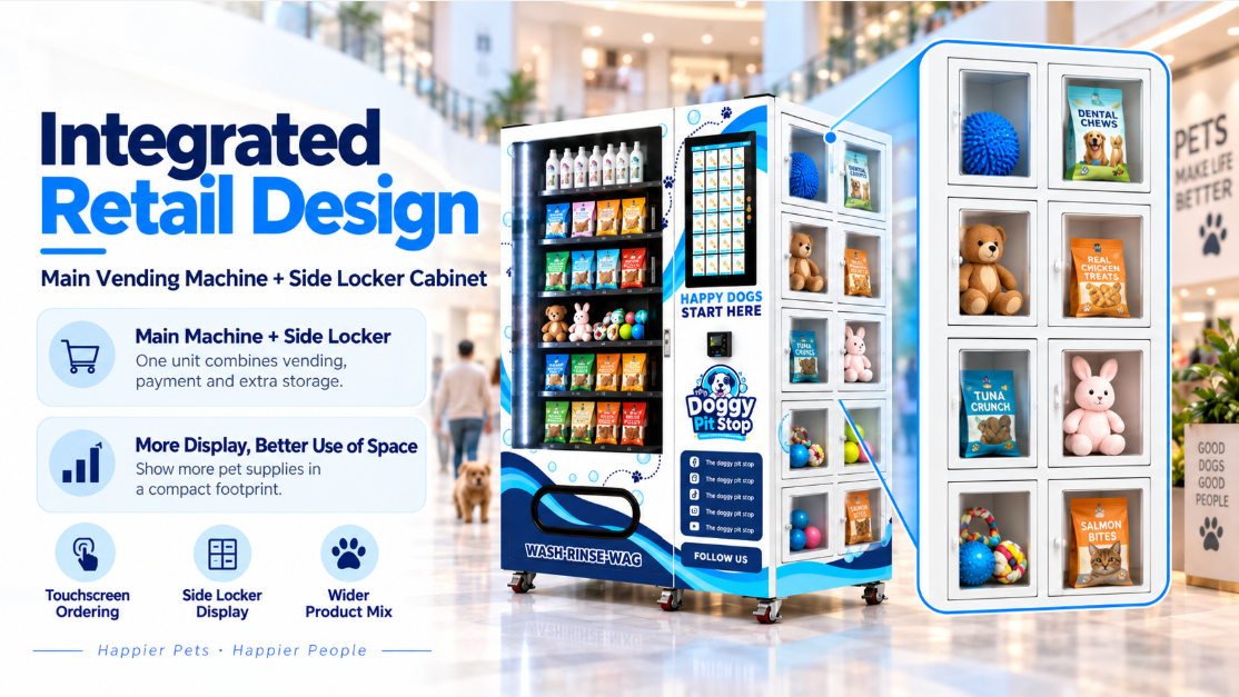 WEIMI Pet Supplies Vending Machine with Side Locker for 24/7 Smart Shopping Mall Retail