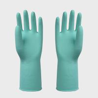 Résistance d'huile en caoutchouc de gants de Kittchen de ménage de Flocklined de coton de couleur verte