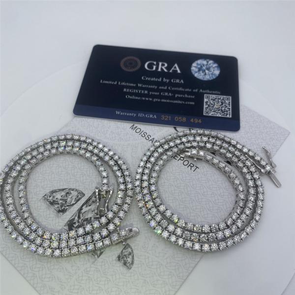 O ouro da corrente 14K do tênis de Moissanite do corte redondo chapeou a colar VVS1 do tênis de Moissanite