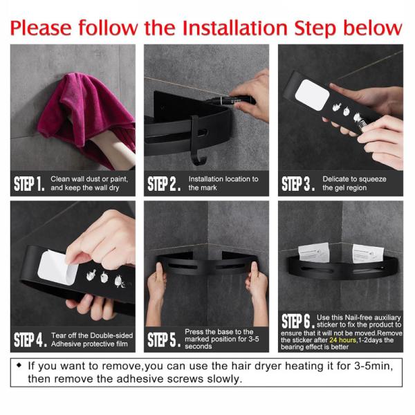 Aluminum Storage Wall Mounted No Drilling Racks Shower Organizer Basket