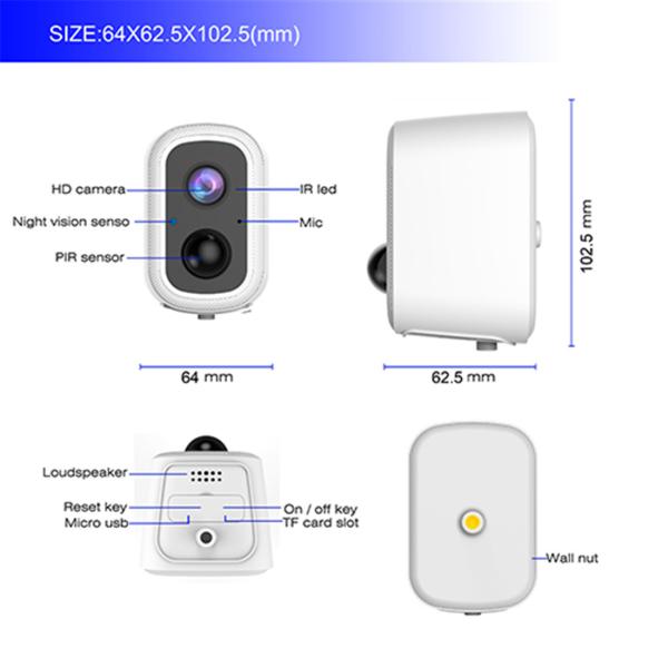 Unistone 2MP Battery Camera with 10000mAh Battery Optional Solar Panel Supply(US-BC202)
